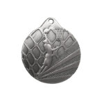 CUSTOM SILVER BASKETBALL AWARD MEDAL 50MM WITH PRINTED LABEL