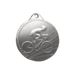 SILVER CYCLING MEDAL 50MM WITH CUSTOM PRINTED LABEL – PERSONALIZED SPORTS AWARD