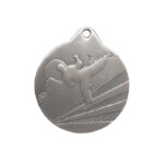 SILVER KARATE MEDAL 50MM WITH CUSTOM PRINTED LABEL – MARTIAL ARTS AWARD TROPHY