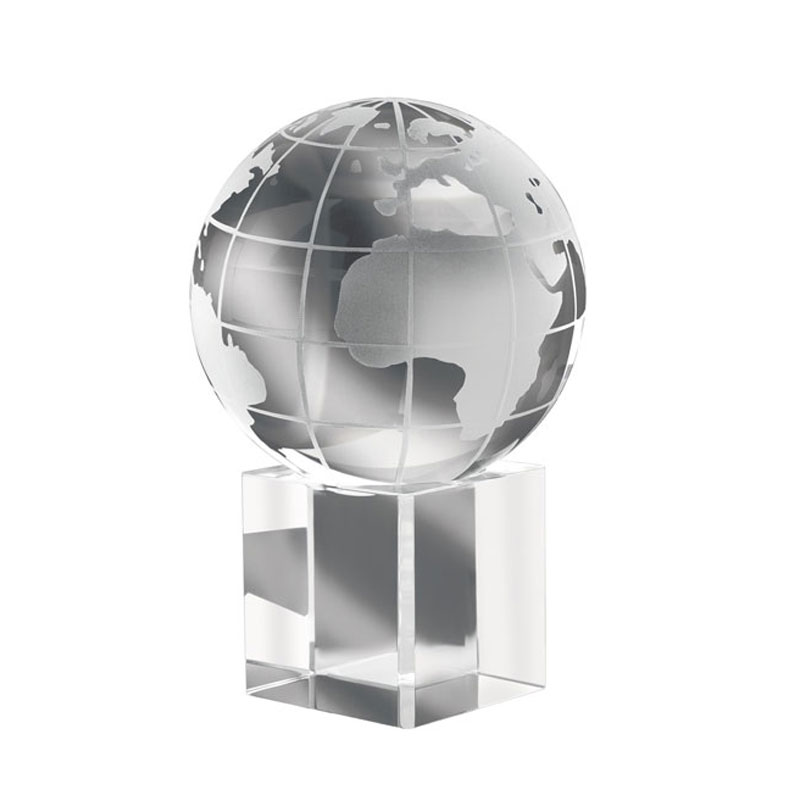 IT1537-22 CRYSTAL GLOBE PAPERWEIGHT ON STAND 5.5CM – ELEGANT DESK GIFT - Image 1
