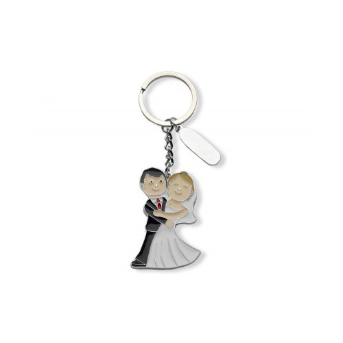 17-8626-0.jpg WEDDING KEYRING WITH BRIDE & GROOM | SILVER FINISH | OUTLET GIFT FOR COUPLES - Image 1