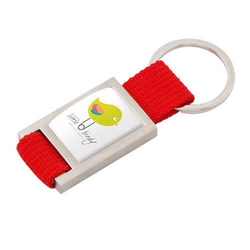 4442_1.jpg COLORFUL POLYESTER RIBBON KEYCHAIN – FUN DESIGN WITH DOMING-READY METAL BODY - Image 1