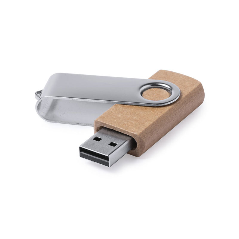6228_1 ECOTWIST 16GB USB FLASH DRIVE – RECYCLED CARDBOARD WITH METAL CLIP - Image 1