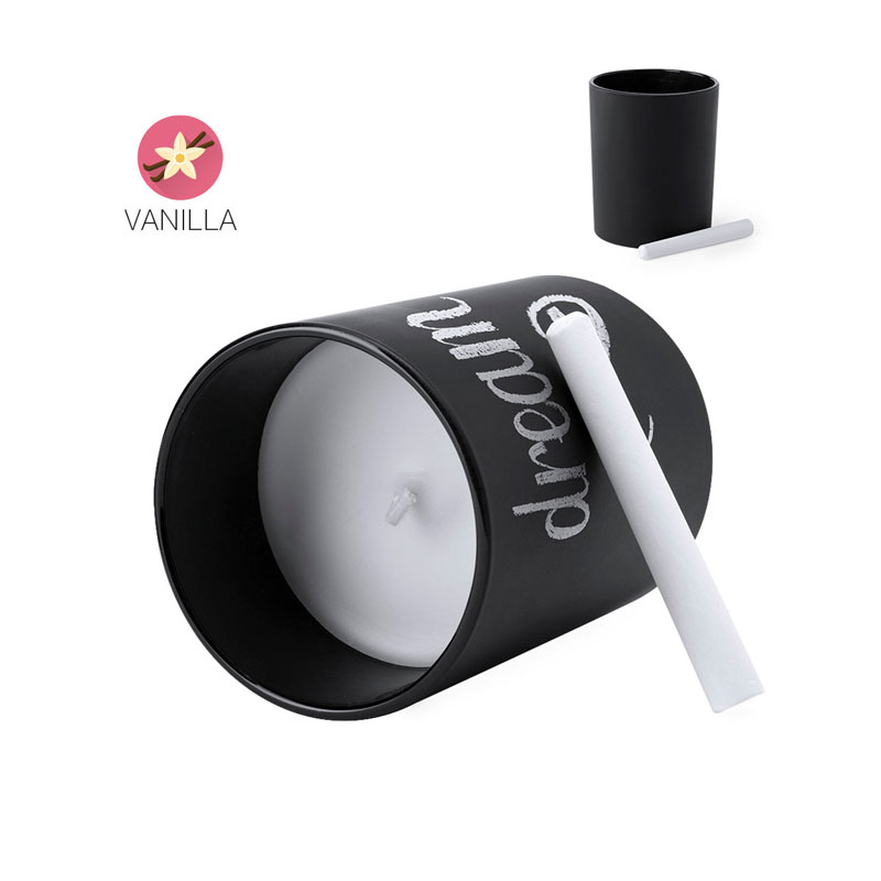 6408_1 TEMUL VANILLA SCENTED CANDLE – CUSTOMIZABLE JAR WITH CHALK & ECO BOX - Image 1