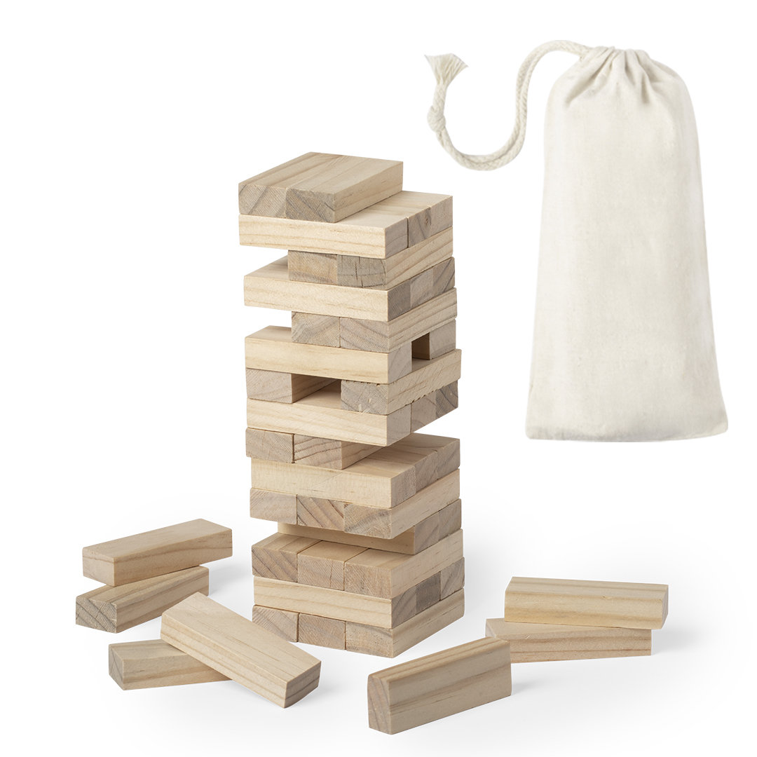6419_1.jpg STACKMASTER WOODEN BRICK SKILL GAME – 45-PIECE SET WITH COTTON POUCH - Image 1