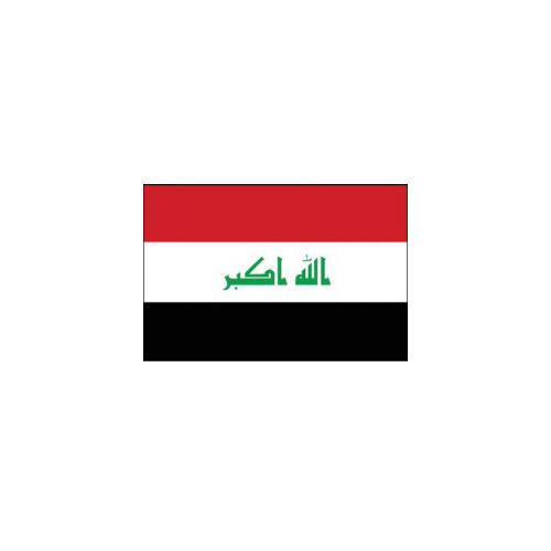 F80-0011.jpg BUDGET IRAQ FLAG 150X90CM – LIGHTWEIGHT POLYESTER WITH METAL EYELETS - Image 1