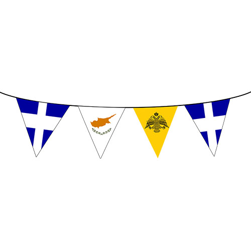 FLA016.jpg GREECE-CYPRUS-BYZANTINTE TRIANGLE FLAG BUNTING 25cmx50cm (SET OF 13M) - Image 1