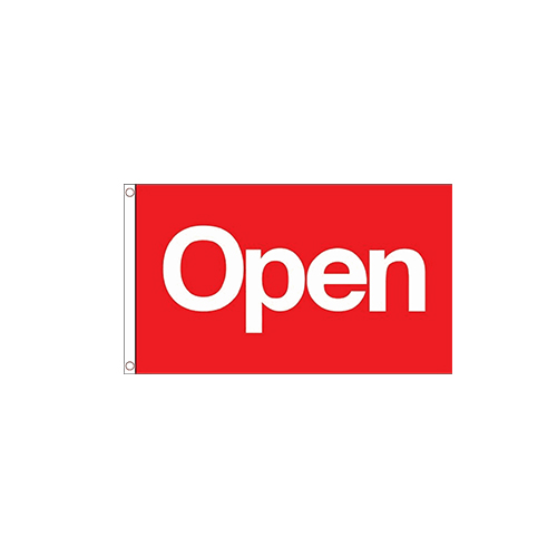 FLA049.jpg OPEN SIGN RED FLAG 150X90CM – BUSINESS DISPLAY - Image 1