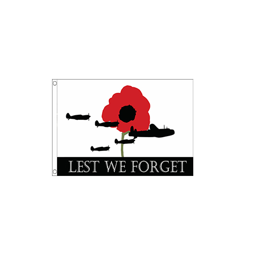 FLA053.jpg RAF “LEST WE FORGET” FLAG 150X90CM – REMEMBRANCE AIR FORCE FLAG - Image 1