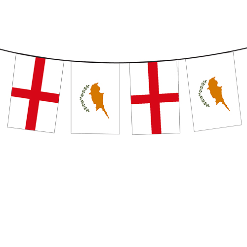 FLA757.jpg ENGLAND-CYPRUS FLAG BUNTING 20X30CM (SET OF 10M) - Image 1