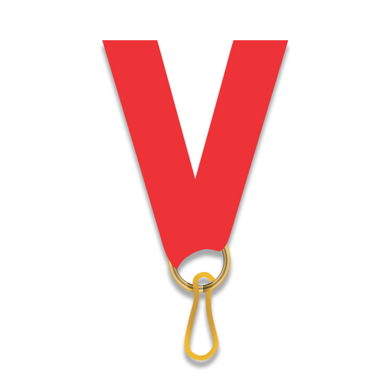 H8-618-11-1.jpg RED NECK RIBBON 1CM WITH CLIP FOR AWARD MEDALS – DURABLE MEDAL LANYARD - Image 1
