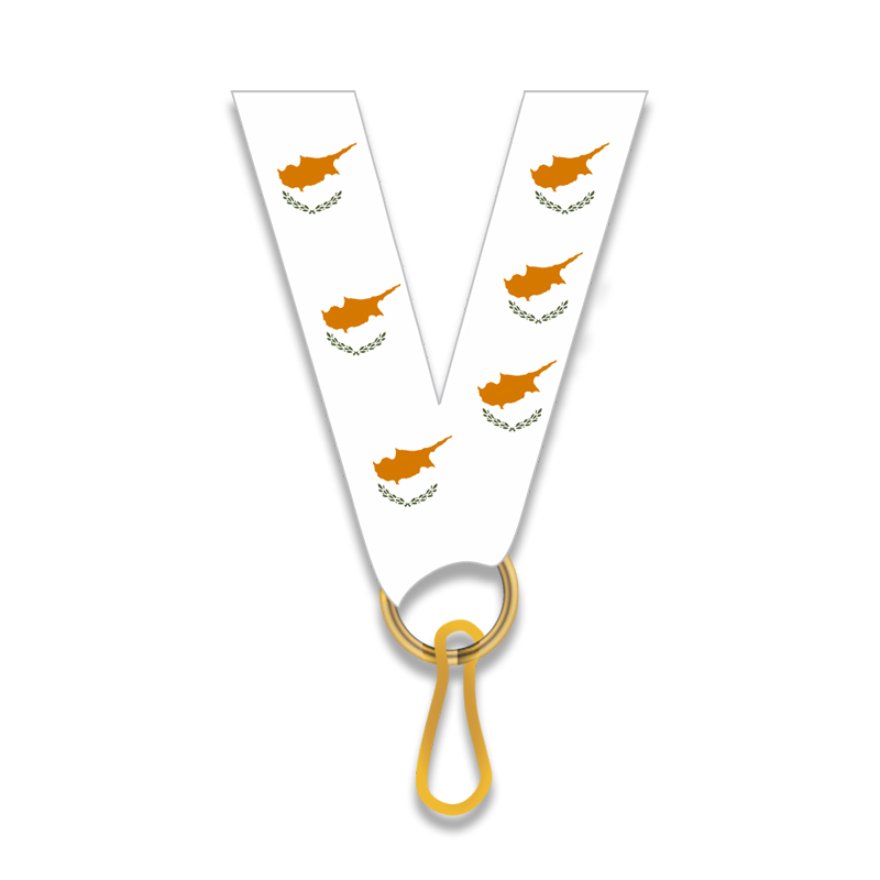H8-618-23-2.jpg MEDAL RIBBON WITH CYPRUS FLAG 1CM – WHITE LANYARD WITH CLIP FOR AWARDS - Image 1