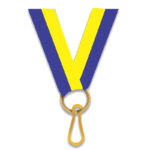 BLUE YELLOW MEDAL NECK RIBBON WITH CLIP – 2.2CM AWARD LANYARD