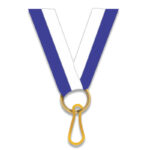 BLUE & WHITE AWARD MEDAL NECK RIBBON WITH CLIP – 2.2CM DURABLE SPORTS RIBBON