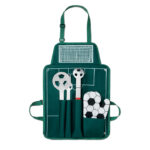 BARBEQUE APRON AND TOOLS IN FOOTBALL CONCEPT