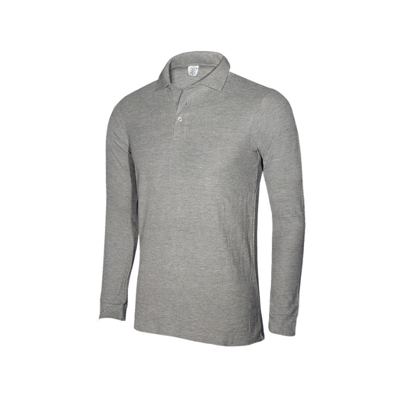 MPLS180.HEATHERGREY HEATHER GREY LONG SLEEVE POLO SHIRT BY KEYA - Image 1