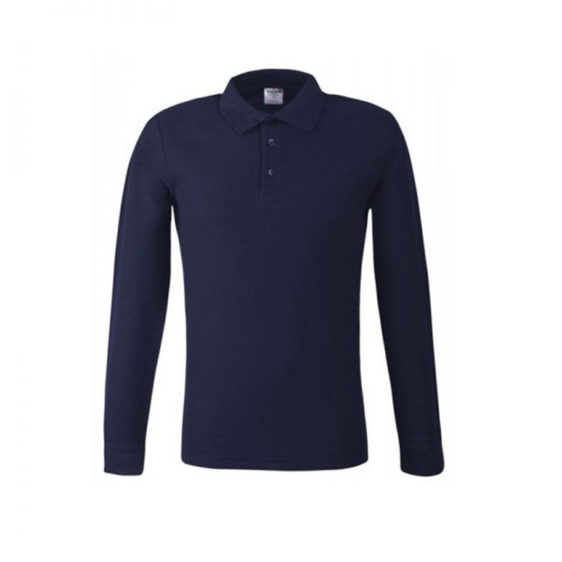 MPLS180.NAVYBLUE NAVY BLUE LONG SLEEVE POLO SHIRT BY KEYA - Image 1