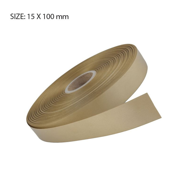 RSSAGLD15100.jpg ANTIQUE GOLD ELAN SINGLE FACED SATIN 15MMX100M - Image 1