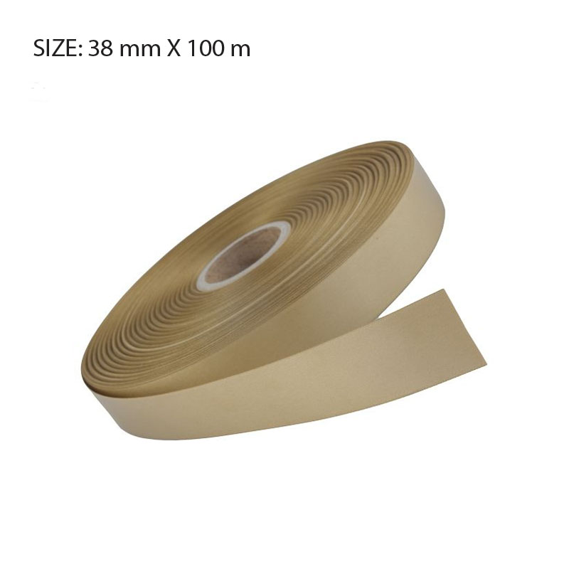 RSSAGLD38100-1.jpg ANTIQUE GOLD ELAN SINGLE FACED SATIN 38MMX100M - Image 1