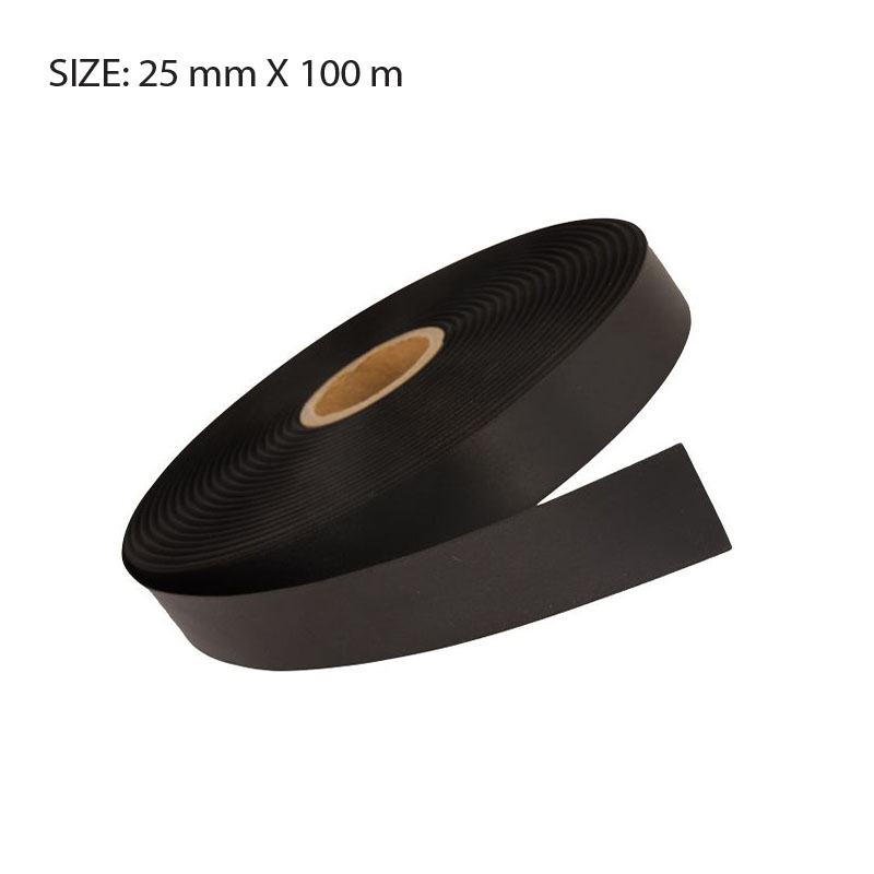RSSBLAC25100.jpg BLACK ELAN SINGLE FACED SATIN RIBBON 25MMX100M - Image 1