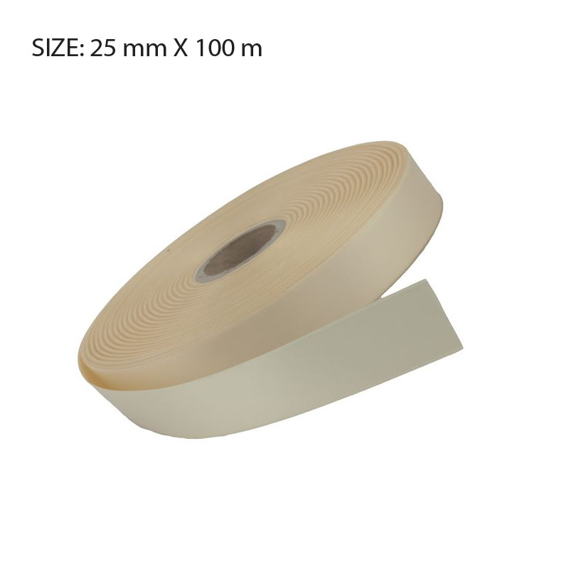 RSSCREA25100.jpg CREAM ELAN SINGLE FACE SATIN 25MMX100M - Image 1