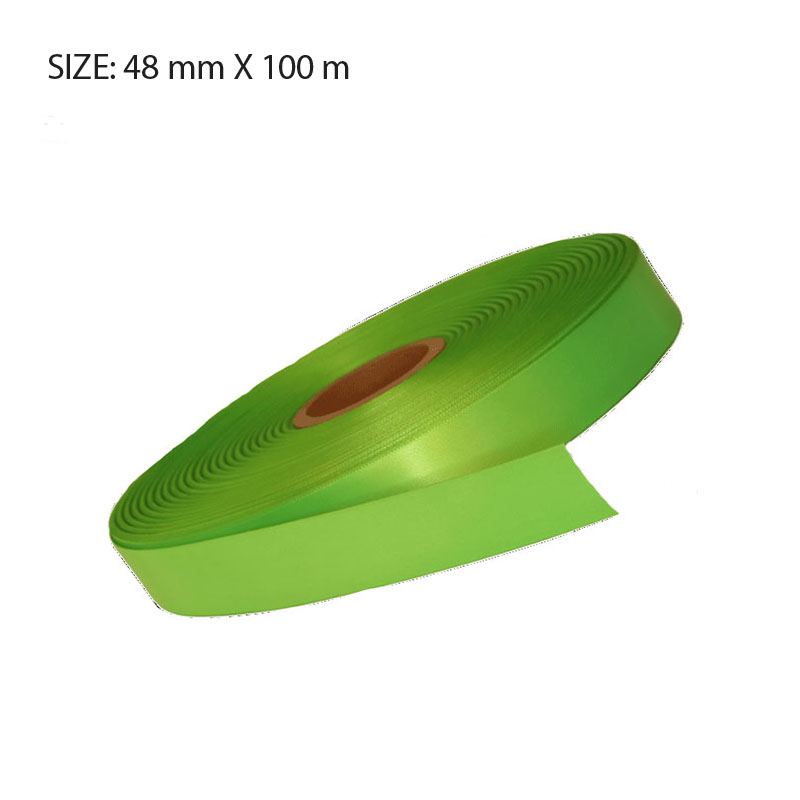 RSSFGRN48100.jpg FLURO GREEN ELAN SINGLE SIDED SATIN 48MMX100M - Image 1