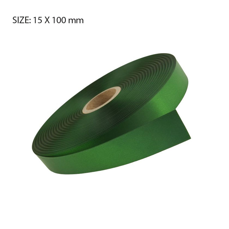 RSSFORG15100.jpg FOREST GREEN ELAN SINGLE SIDED SATIN 15MMX100M - Image 1