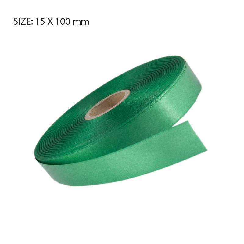 RSSGREE15100.jpg EMERALD GREEN ELAN SINGLE FACE SATIN 15MMX100M - Image 1