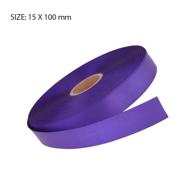 RSSPURP15100.jpg PURPLE ELAN SINGLE FACED SATIN 15MMX100M - Image 1