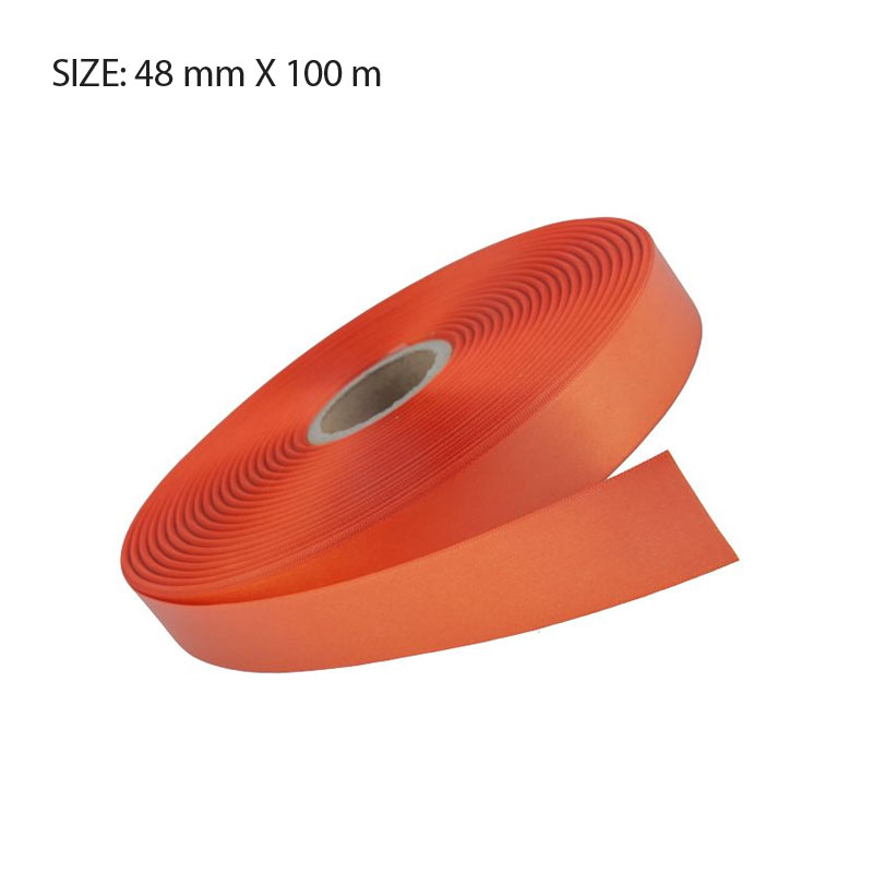 RSSTANG48100.jpg TANGERINE ELAN SINGLE FACE SATIN 48MMX100M - Image 1