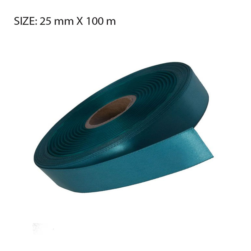 RSSTEAL25100.jpg TEAL ELAN SINGLE FACE SATIN 25MMX100M - Image 1