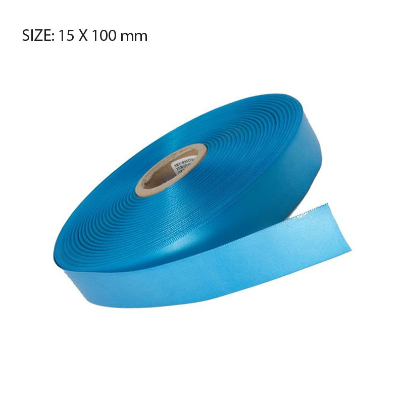 RSSTURQ15100.jpg TURQUOISE ELAN SINGLE FACE SATIN 15MMX100M - Image 1