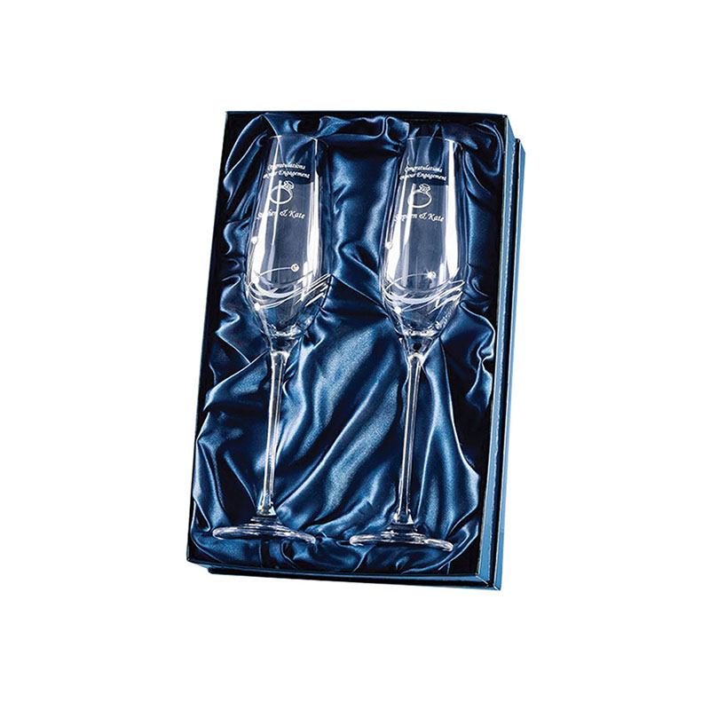SL130.jpg 2 DIAMANTE CHAMPANGE FLUTES WITH SPIRAL CUTTING - Image 1