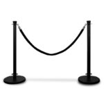 CONTRACT CAFE BARRIER POLE AND BASE IN BLACK