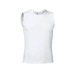 WHITE SLEEVELESS T-SHIRT WITH MODERN DESIGN