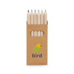 BIRD. Pencil box with 6 coloured pencils