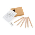6-PCS COLOURED PENCILS + SHARPENER & PAD | 8-PC KIDS’ SET | WINDOW BOX - Image 2