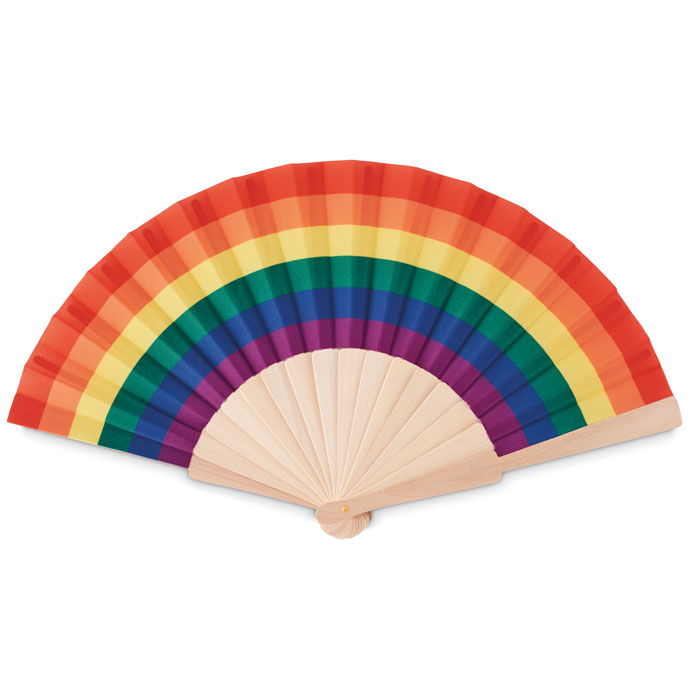 MO6446_1.jpg MANUAL RAINBOW PRIDE HAND FAN - Image 1