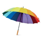 RAINBOW PRIDE UMBRELLA WITH WOODEN SHAFT