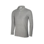 HEATHER GREY LONG SLEEVE POLO SHIRT BY KEYA - Image 2