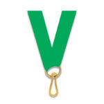 GREEN NECK RIBBON 1CM WITH CLIP FOR MEDAL AWARDS – DURABLE MEDAL LANYARD - Image 2