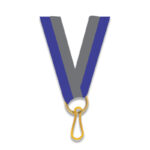 BLUE GREY 1CM MEDAL NECK RIBBON WITH CLIP – AWARD LANYARD FOR MEDALS - Image 2