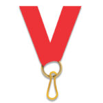 RED AWARD MEDAL NECK RIBBON WITH CLIP – 2.2CM WIDE - Image 2