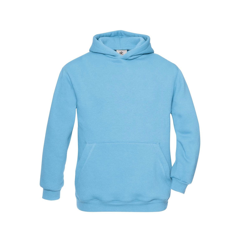 BNC28.TURQUOISE BLUE KIDS HOODIE BY B&C WITH FLEECE BRUSHED INSIDE - Image 1