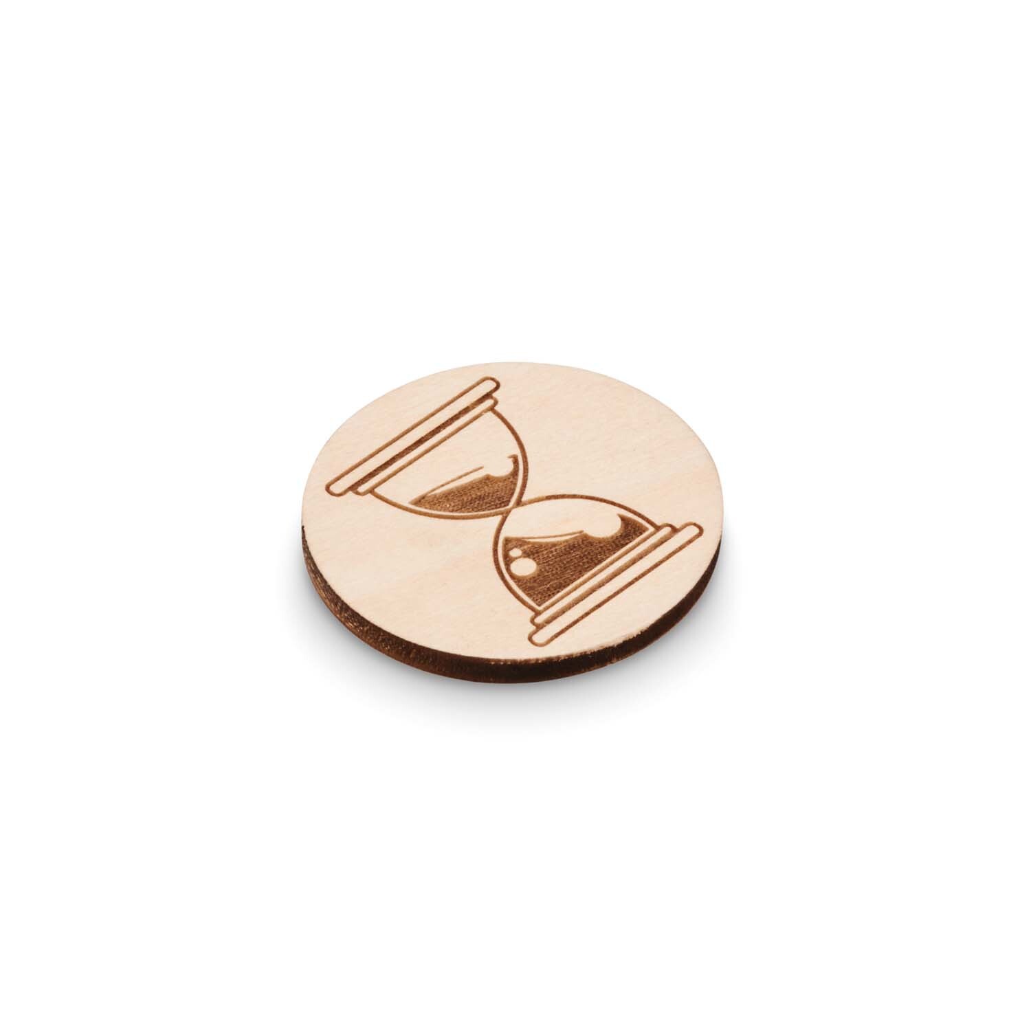 HT2367A ROUND SHAPE WOODEN LAPEL PIN 2CM - Image 1