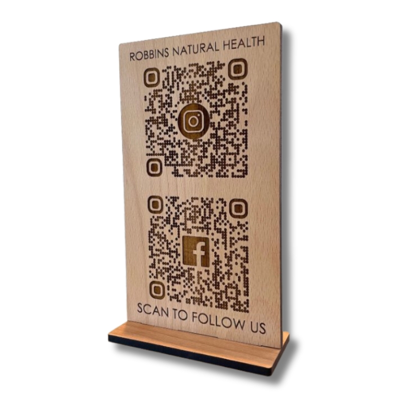WOODEN QR CODE TABLE STAND – SMALL WOODEN QR CODE TABLE STAND - LARGE - Image 1