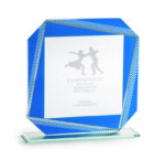 SQUARE GLASS AWARD 16.5CM WITH BLUE ACCENTS – ELEGANT RECOGNITION TROPHY - Image 2