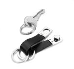 TROIKA KEYRING WITH LEATHER LOOP AND TWIST-LOCK – BLACK - Image 3