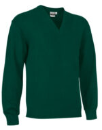 KNITTED V-NECK PULLOVER OFFICE IN BOTTLE GREEN - Image 3