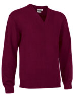 KNITTED V-NECK PULLOVER OFFICE IN MAHOGANY GARNET - Image 3